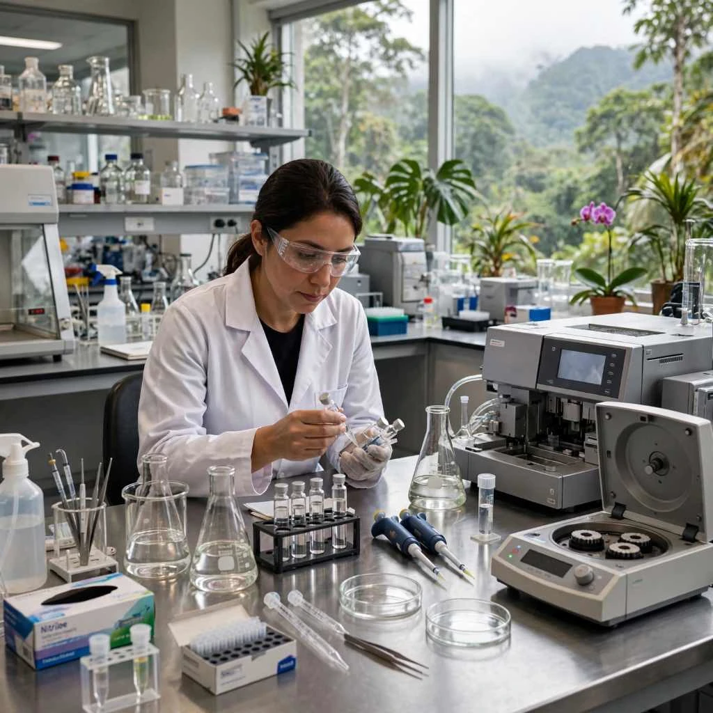 Researcher Handling Peptide Samples In Lab