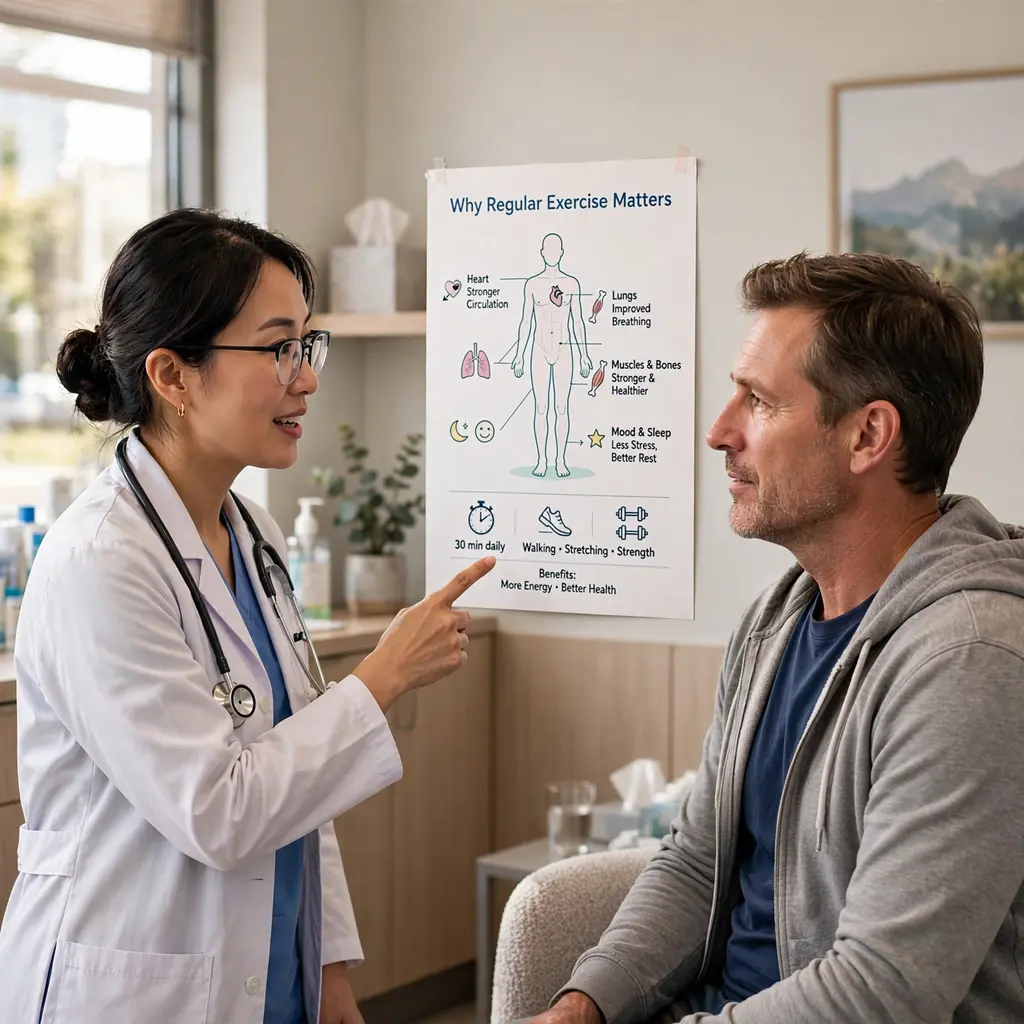 Doctor Explaining Fitness Health Benefits