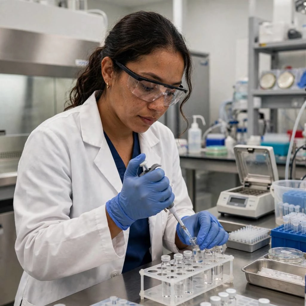 Biotechnologist Performing Peptide Quality Testing