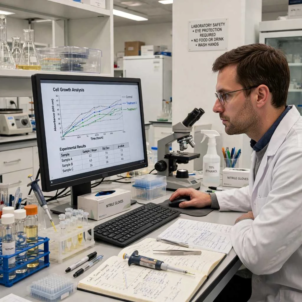 Researcher Viewing Experimental Results On Monitor